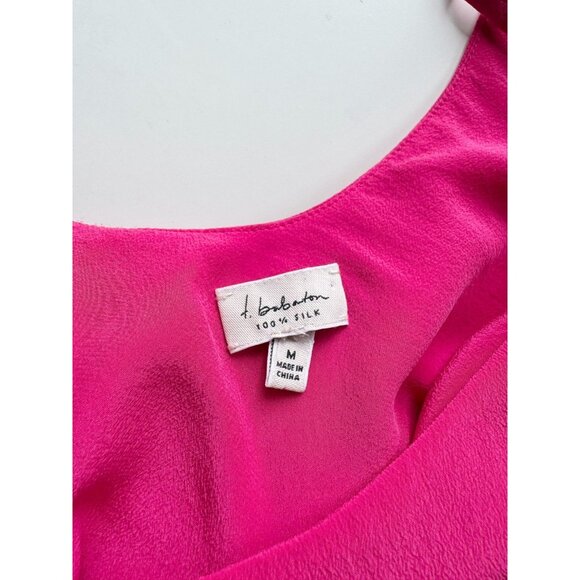 Aritzia T BABATON Fuchsia Pink Silk Crepe Tiered Layered A-Line Tank, Size M - Picture 8 of 10